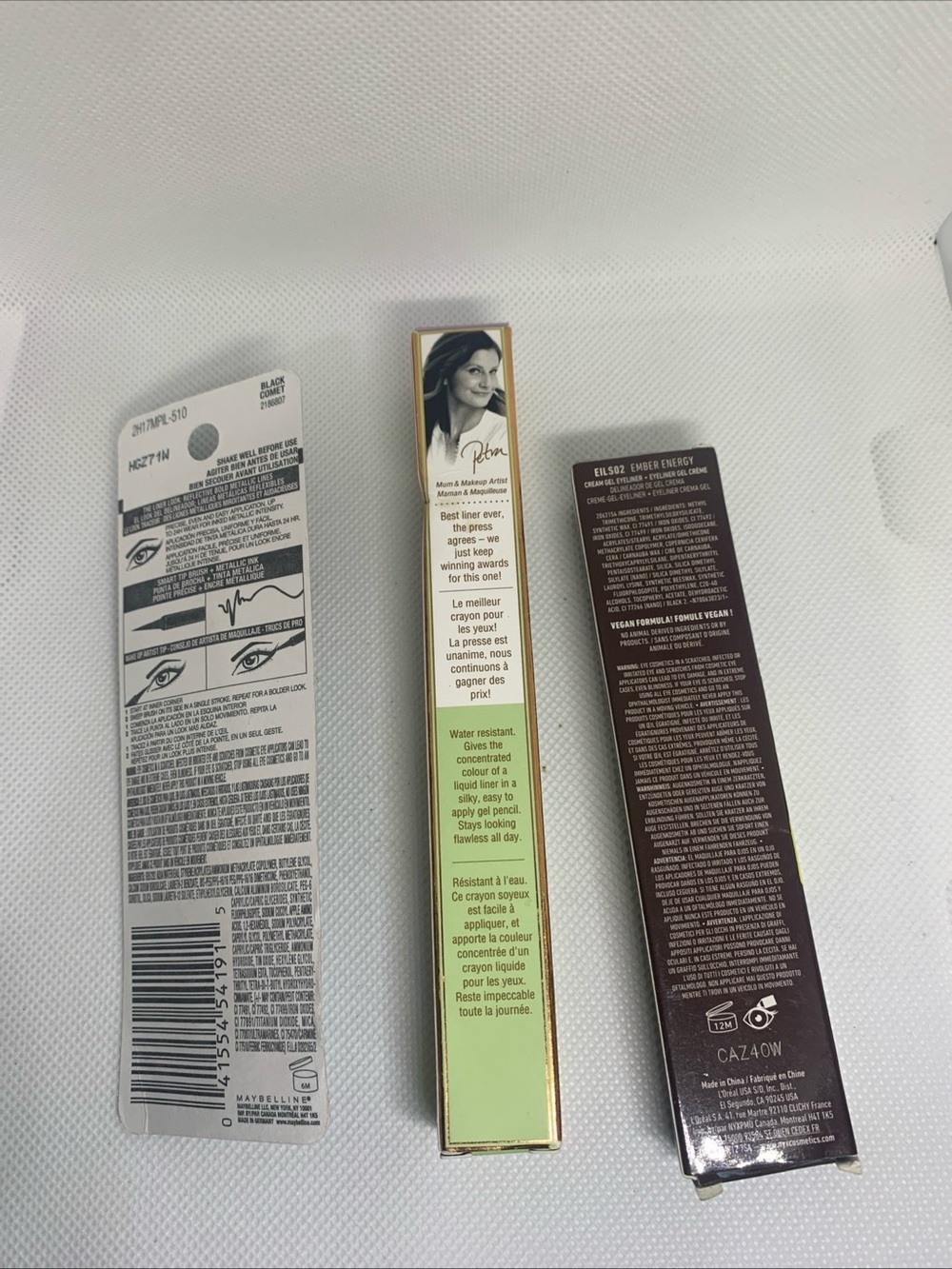 3 Piece Eyeliner Set. Lavender Pixi by Petra. Brown NYX. Black Maybelline - Picture 2 of 3